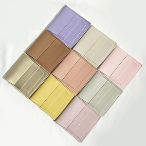 Microfiber flip jewelry pouches displayed in nine soft pastel colors with snap buttons