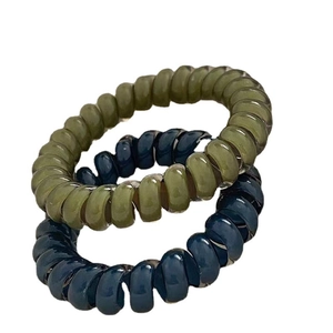 High elasticity spiral jelly phone cord hair ties in dark green and navy blue colors