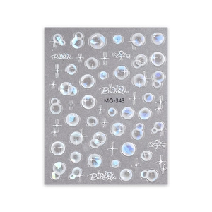3D iridescent bubble and star nail art stickers MO-343 with shell gloss effect