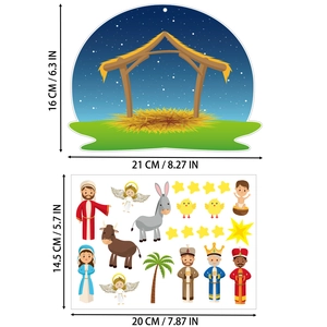 DIY Christmas Nativity Scene stickers set for kids with stable background and accessories