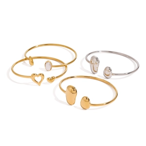 Polished stainless steel irregular water drop open bracelets in gold and silver finish