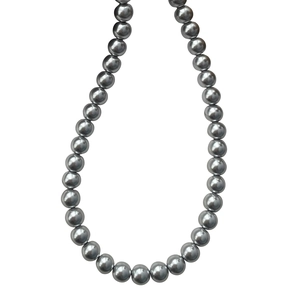 Elegant Korean style grey pearl necklace for women featuring a minimalist round bead design