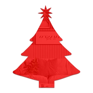 Detailed view of red acrylic mirror Christmas tree wall sticker with reflective surface
