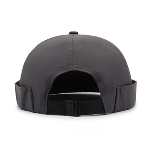 Minimalist grey miki hat with adjustable elastic strap and breathable quick-dry fabric