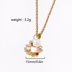 Vue détaillée du collier couronne de fleurs avec pierres précieuses, poids 3,2g, largeur 15mm