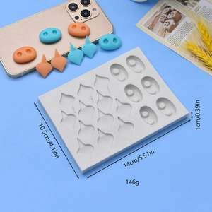 Silicone mold for pig nose and teardrop shaped fondant cake decorations, 14x10.5x1cm