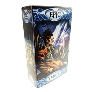 Detailed side view of Epic Tarot oracle card box with elegant oriental style artwork