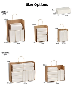 Detailed size selection chart for daisy pattern brown kraft gift bags in various dimensions