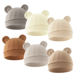 Baby Fetal Hat Soft Cotton Knit Bear Ears Newborn Beanie Breathable Warm Cute Pullover For Infants Toddlers