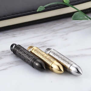 Hip hop bullet cross pendants in black, gold and silver steel with engraved scriptures