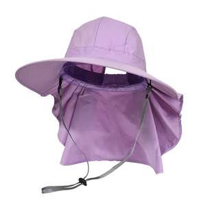 Cappello da sole viola ad asciugatura rapida con tesa larga e protezione per il collo