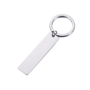 Close-up of polished stainless steel rectangular blank pendant for custom laser engraving