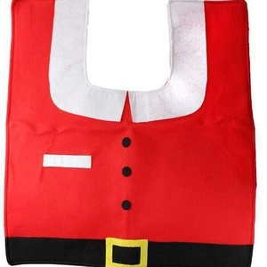 Christmas Santa suit toilet floor mat with red coat design and belt buckle detail
