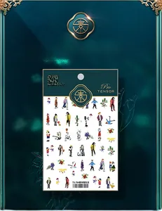 Detail of TS-764 nail art stickers featuring winter fashion and lifestyle illustrations