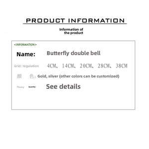 Size specifications table for Christmas double bells ornaments in gold and silver