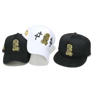 Vintage hip hop baseball caps with 3D embroidery of crosses and religious motifs
