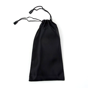 Classic black microfiber drawstring pouch for sunglasses storage with cord locks