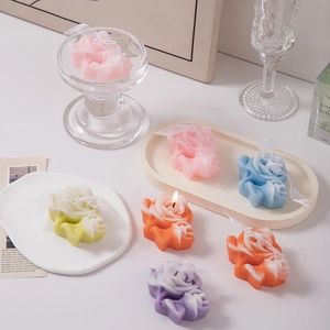 Rose Flower Scented Candle Soy Wax With Ribbon For Wedding Souvenir Home Table Decoration Romantic Gift