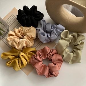 Elegant silk satin hair scrunchies in multiple pastel colors for women hair styling