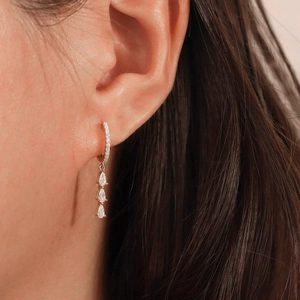 925 Sterling Silver Earrings With Three Tier Pear Shaped Zircon Tassel Drop Elegant Waterdrop Jewelry For Women