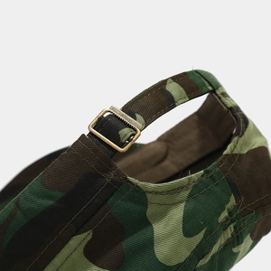 Adjustable camouflage military cap with metal buckle and premium cotton twill texture
