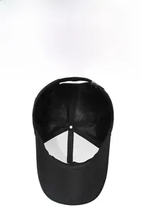 Internal view of the baseball cap showing breathable mesh fabric and adjustable metal buckle