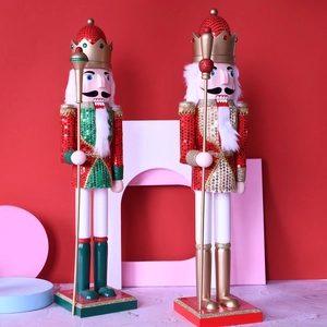 62cm wooden nutcracker king puppets with sequins and scepter for Christmas decor