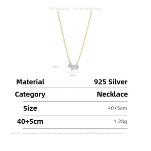 Detail of 925 sterling silver puppy pendant necklace with size 8mm by 6mm and weight 1.28g