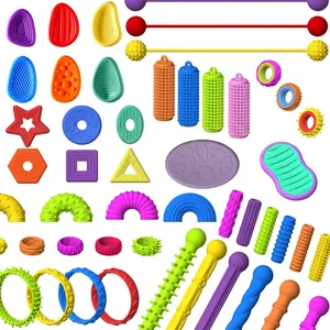 Colorful silicone sensory fidget stones and textured worry toys for children's stress relief