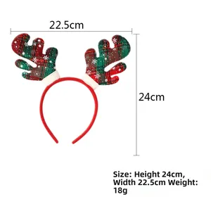 Détails des dimensions du serre-tête renne de Noël mesurant 22,5 cm sur 24 cm de haut