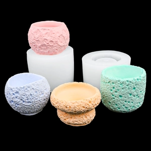 Textured moon surface silicone mold for creative candle jars and resin flower pots