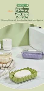 Portasapone con coperchio trasparente e vassoio drenante in vari colori pastello