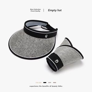 Women Sun Visor Hat Foldable UV Protection UPF 50 Plus Breathable G Letter Straw Knit Empty Top Cap For Outdoor Sports