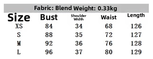 Detailed size chart for poplin midi dress showing measurements from XS to L