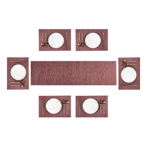 Placemats And Table Runner PVC Vinyl Woven Heat Resistant Non-Slip Washable Kitchen Dining Table Bamboo Texture American