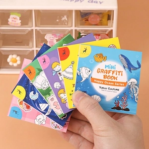 Portable mini graffiti coloring books for children featuring various cartoon ocean themes