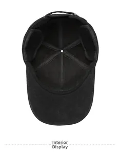 Detailed interior view of winter baseball cap showing thick fleece lining and ear flaps