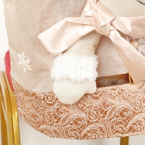 Champagne Christmas chair cover with embroidery, jacquard fabric and faux fur details