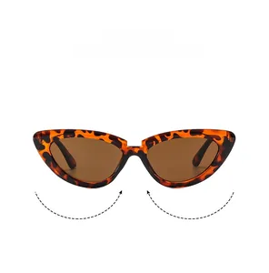 Close-up of retro leopard print cat-eye sunglasses with dark brown tinted lenses