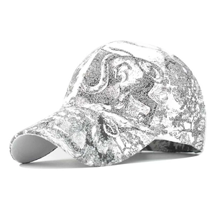 Fashionable tie-dye baseball cap with vintage animal print patterns on white cotton canvas