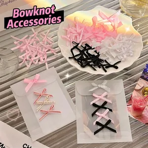 Mini Ribbon Bows Polyester Satin Handmade DIY Decoration For Photo Cards Gift Wrapping Scrapbooking Sweet Kawaii Accessories