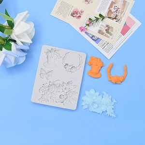Silikonform mit Schmetterlings-, Blumen- und Korbdesigns für Fondant und DIY-Handwerk