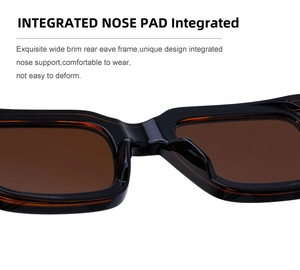 Detail of integrated nose pads on black square frame sunglasses for comfort