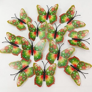Schmetterling Wandaufkleber 3D Stereo PVC Selbstklebend Weihnachtsfeier Home Decor Rot Grün Schneeflocke Blumenmuster
