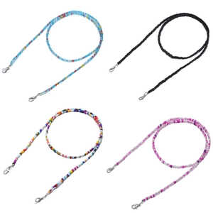 Colorful beaded lanyard chains for glasses and face masks with silver lobster clasps