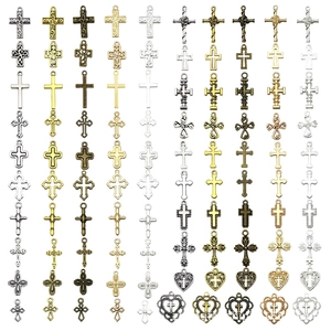 Kruis Bedeltjes Legering Hangers Vintage Stijl Voor DIY Sieraden Maken Kettingen Armbanden Oorbellen Hol Ontwerp Gemengde Kleuren