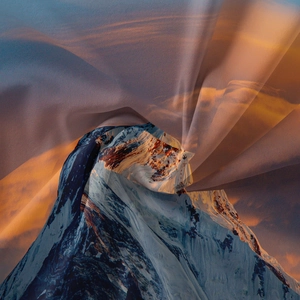 Close-up of high-definition snow mountain digital print on Bohemian hanging tapestry fabric