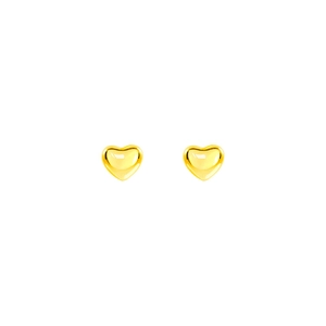 Polished 18K gold plated titanium 3D heart stud earrings for women with mirror finish