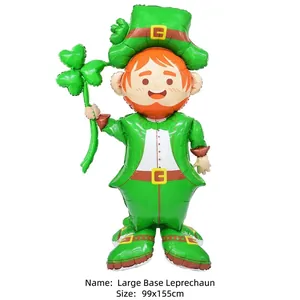 Standing Irish Leprechaun foil balloon for St. Patrick's Day with large base 99x155cm