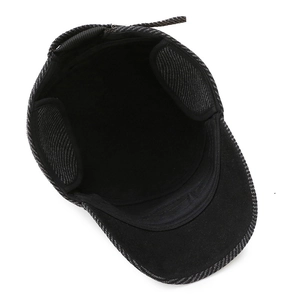 Gorra de invierno para hombre con patrón de sarga diagonal y forro polar térmico